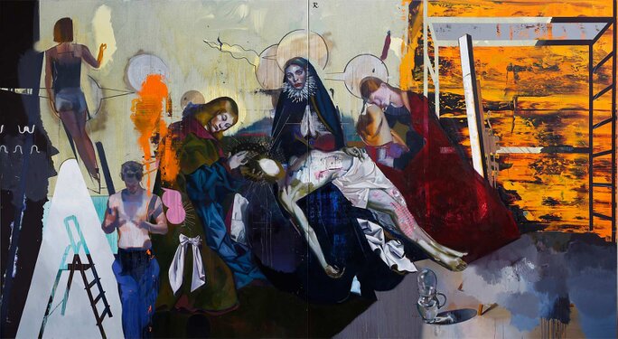 2019 - oil and acrylic on canvas - 220 x 400 cm