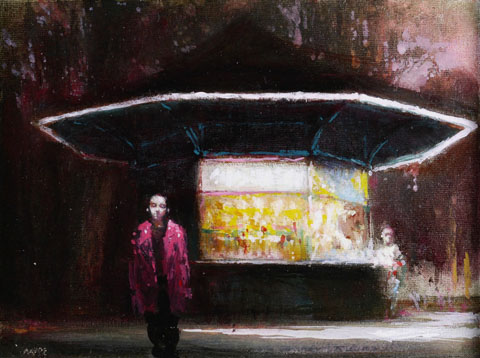 Andreas Wachter - Kiosk<br />2022 - mixed media on wood - 18 x 24 cm