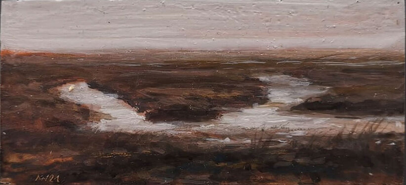 2021 - mixed media on wood -  4 x 10 cm