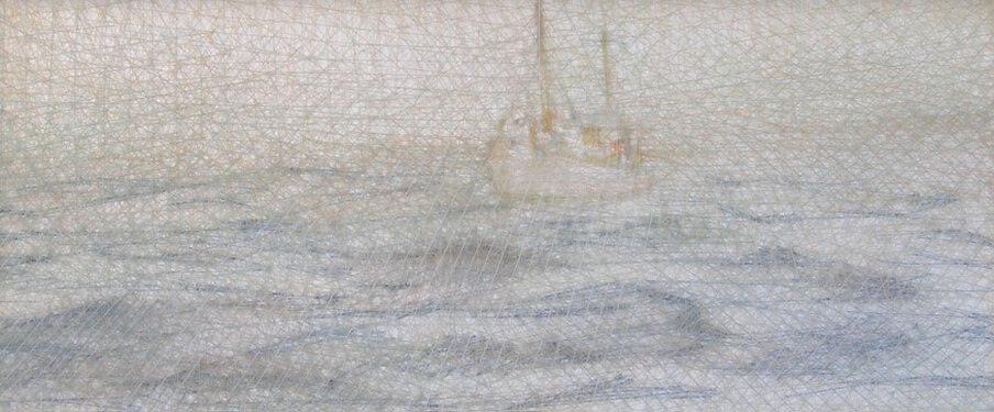 2004 - yarn on organza - 30 x 58 cm
