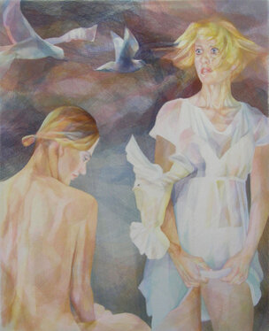 2007/08 - yarn on organza - 160 x 130 cm