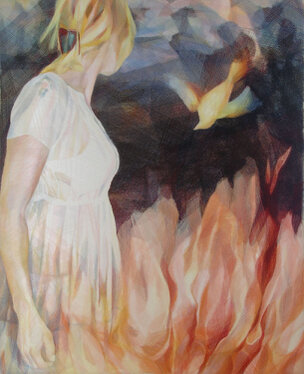 2007 - yarn on organza - 160 x 130 cm