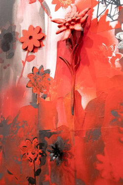 2025/26 - Assembly: painted wooden parts, printed paper, printed cardboard, acrylic on cardboard, frame part of the picture - 174 x 113 cm 