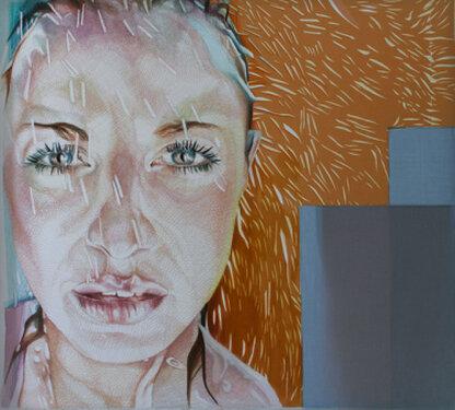 2017 - yarn and paper on organza - 110 x 120 cm