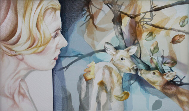 2014 - yarn and textile print on organza - 100 x 160 cm