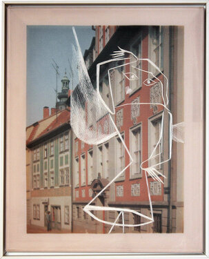 2015 - yarn and textile print on organza - 50 x 40 cm