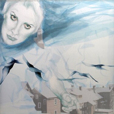 2013 - yarn and textile print on organza - 160 x 160 cm