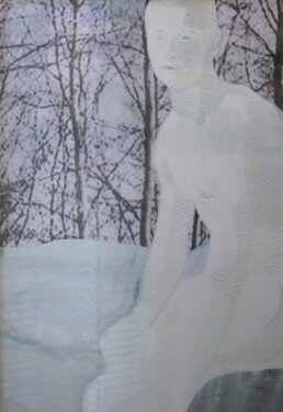 2013 - yarn, paper and textile print on organza 70 x 50 cm
