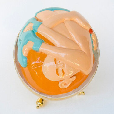 2008 - basswood, gold leaf, bee wax, ostich egg shell, bronze gold plated - h 16 cm