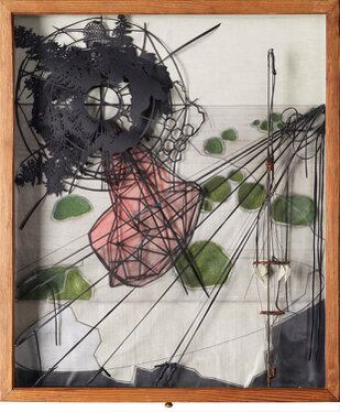 2017 -  mixed media in cabinet - 54 x 46 x 6 cm