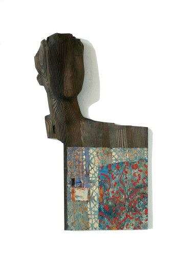 2021/23 - ink, acrylic on conifers - 44 x 23 x 6 cm