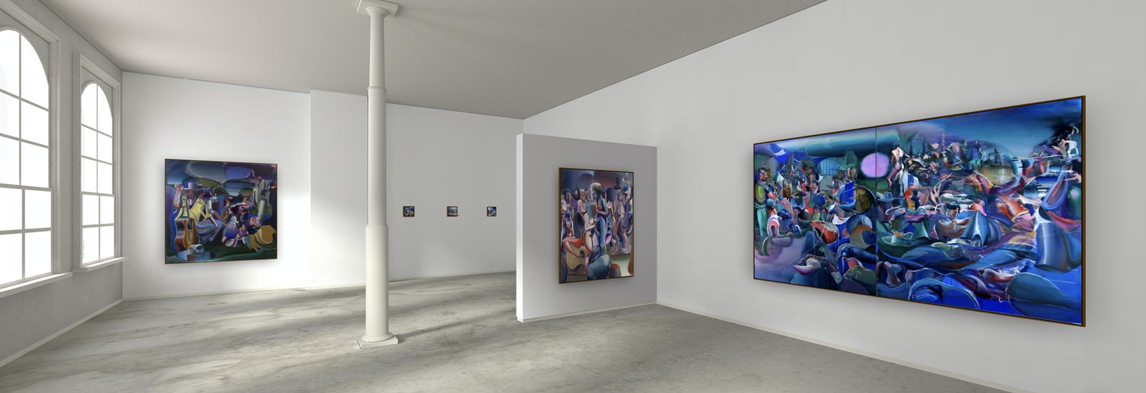 >A 3D virtual tour of Justin Otto's exhibition space, allowing visitors to explore the works from different angles and perspectives.